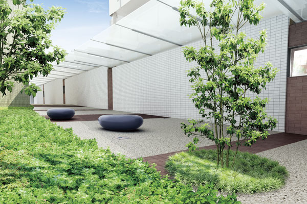Shared facilities.  [Gallery Walk] Corridor that connects the Grand Entrance and Owner's entrance, In the gallery space walk while having fun. Come and go towards a new conversation begins, etc., Fosters Talking and petting friendly among the living (Rendering)