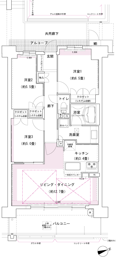 Floor: 3LDK, occupied area: 73.59 sq m, Price: 37,580,000 yen ・ 38,390,000 yen