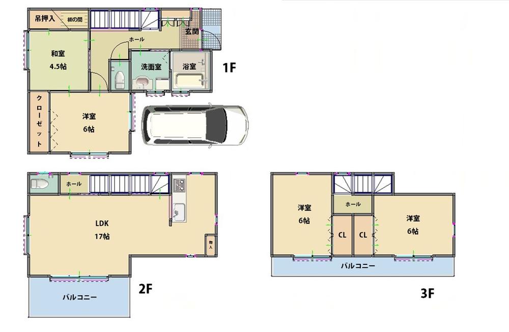 Building plan example (floor plan). Building plan example (C No. land) Building Price 17,640,000 yen, Building area 101.11 sq m