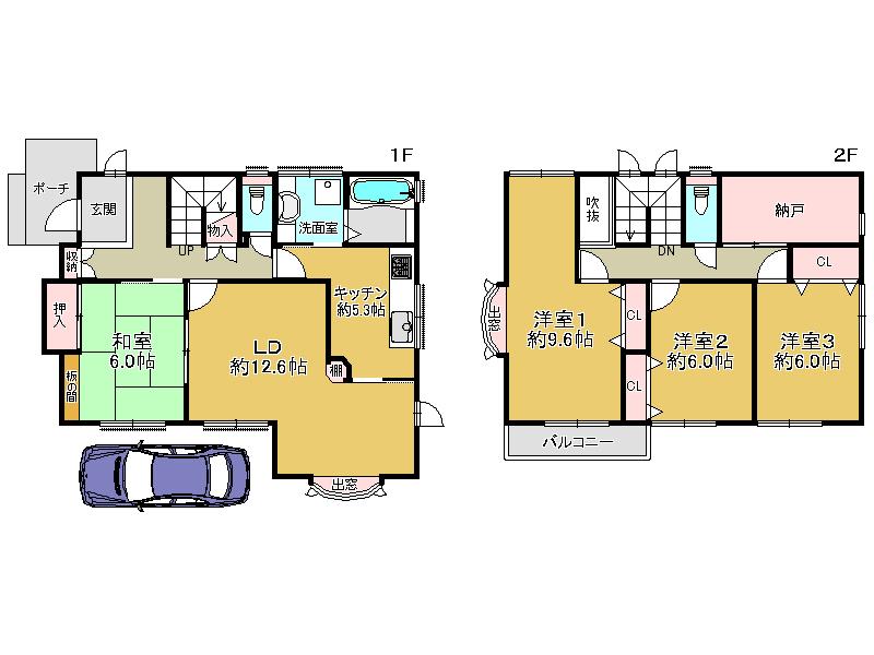 Floor plan. 38,800,000 yen, 4LDK + S (storeroom), Land area 119.45 sq m , Building area 119.24 sq m
