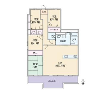 Floor plan. 4LDK, Price 17.8 million yen, Occupied area 95.37 sq m , Balcony area 10.17 sq m