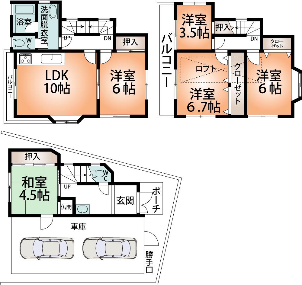Floor plan. 19,980,000 yen, 5LDK, Land area 60.24 sq m , Building area 118.69 sq m