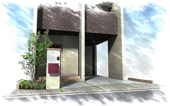 Building plan example (Perth ・ appearance). Exterior completion drawing