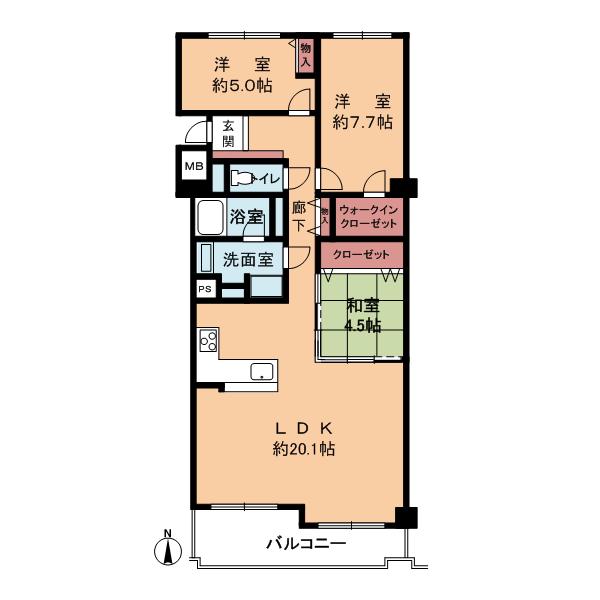 Floor plan. 3LDK, Price 24,300,000 yen, Occupied area 84.38 sq m , Balcony area 9.62 sq m