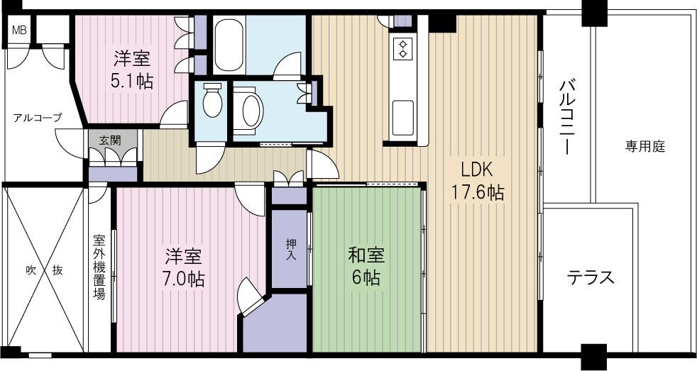 Floor plan. 3LDK, Price 29,800,000 yen, Occupied area 85.66 sq m , Balcony area 9.2 sq m