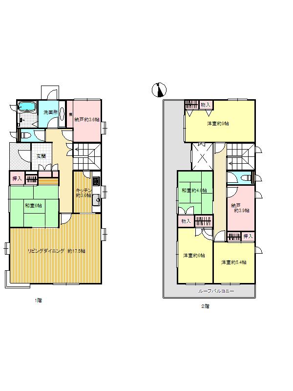 Floor plan. 39,800,000 yen, 5LDK, Land area 155.42 sq m , Building area 147.46 sq m