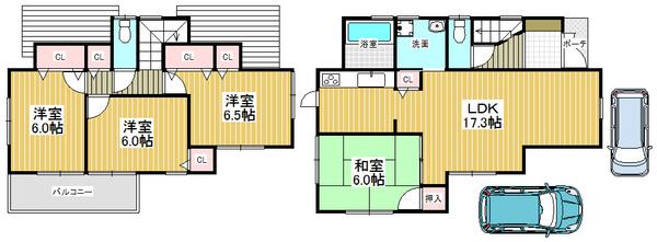 Floor plan. 33,300,000 yen, 4LDK, Land area 112.17 sq m , Building area 95.17 sq m convenient parking space two possible even when the visitor