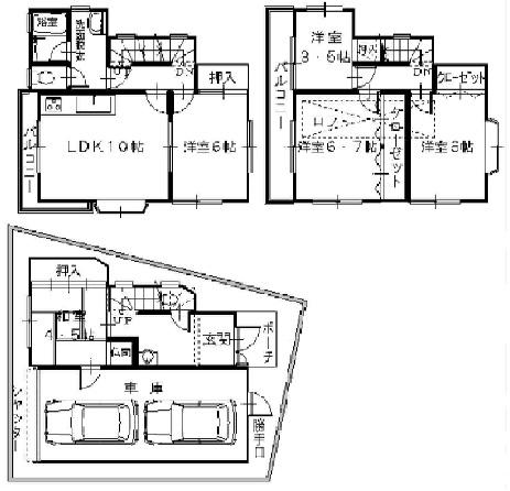 Floor plan. 19,980,000 yen, 5LDK, Land area 60.24 sq m , Building area 118.69 sq m