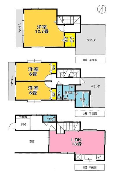 Floor plan. 31.5 million yen, 3LDK, Land area 107.8 sq m , Building area 107.52 sq m