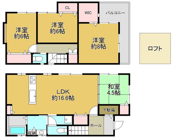 Floor plan. 31,800,000 yen, 4LDK, Land area 156.45 sq m , Affluent residence of building area 99.9 sq m 4LDK + with loft