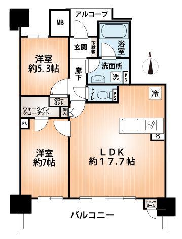 Floor plan. 2LDK, Price 26,800,000 yen, Footprint 67.9 sq m , Balcony area 13.92 sq m
