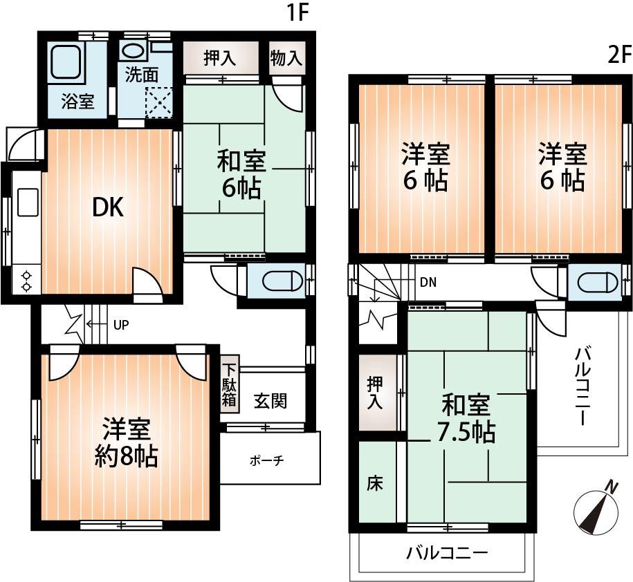 Floor plan. 16.8 million yen, 5DK, Land area 128.98 sq m , Building area 92.34 sq m