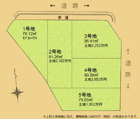 The entire compartment Figure. It appeared order construction site of all five sections in the "Toyonaka Kumano-cho," a popular area. There is no high-rise buildings in the surrounding area, Since the day and wind through also good, It is possible with the comfort plan.  ※ Listed price is the price of the only land