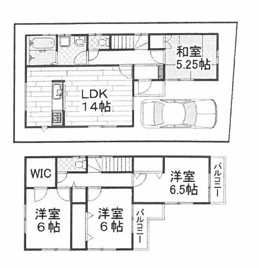 Floor plan. (Building 2), Price 32,800,000 yen, 4LDK, Land area 88.28 sq m , Building area 95.64 sq m