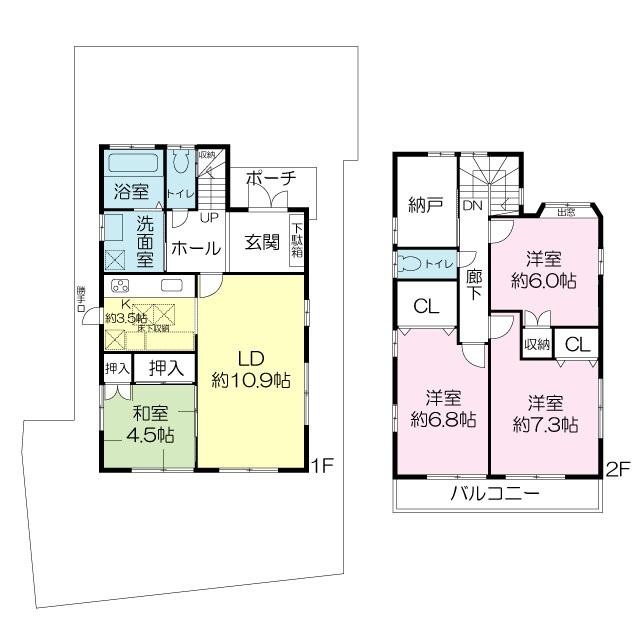 Floor plan. 47,800,000 yen, 4LDK + S (storeroom), Land area 130.62 sq m , Building area 102.06 sq m