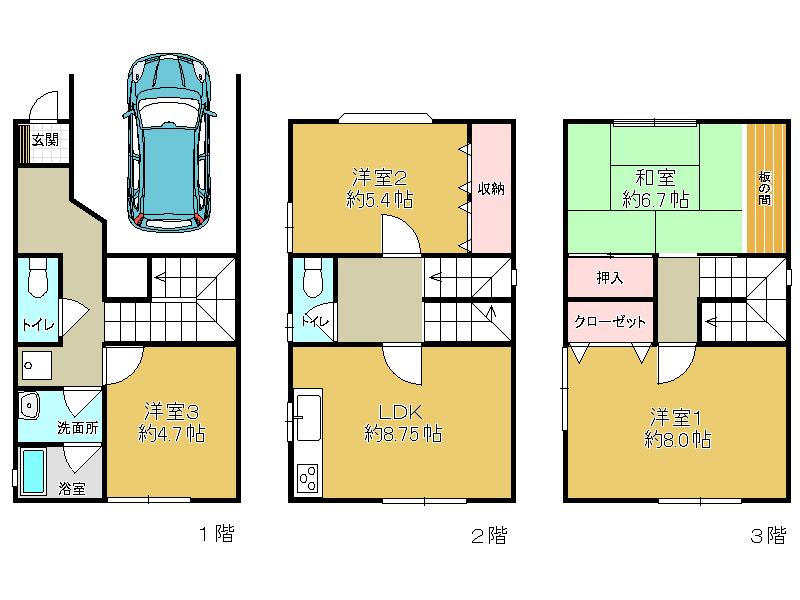 Floor plan. 15.9 million yen, 4LDK, Land area 59.27 sq m , Building area 106.11 sq m