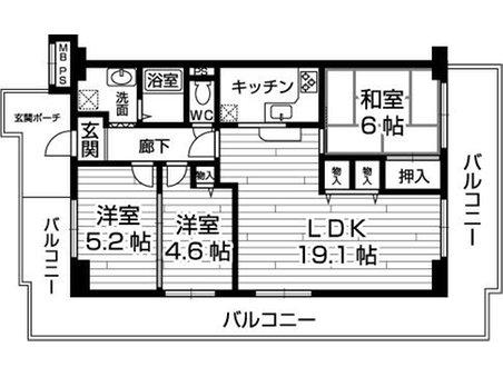 Floor plan. 3LDK, Price 16.8 million yen, Occupied area 71.92 sq m , Balcony area 30.88 sq m floor plan.