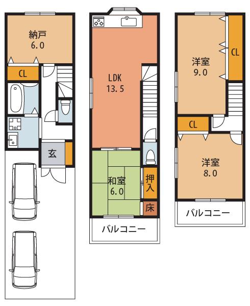 Floor plan. 26,800,000 yen, 4LDK, Land area 77.46 sq m , Building area 110.16 sq m