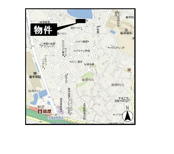 Local guide map. Car navigation system: Toyonaka Shibahara-cho 5-chome 12th