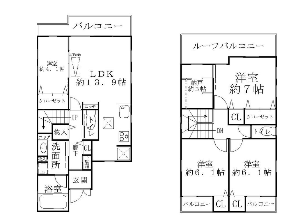 Floor plan. (D No. land), Price 42 million yen, 4LDK, Land area 100.85 sq m , Building area 105.38 sq m
