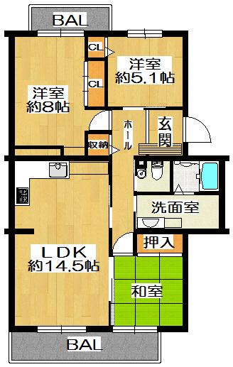 Floor plan. 3LDK, Price 17.8 million yen, Occupied area 78.24 sq m , Balcony area 12.52 sq m