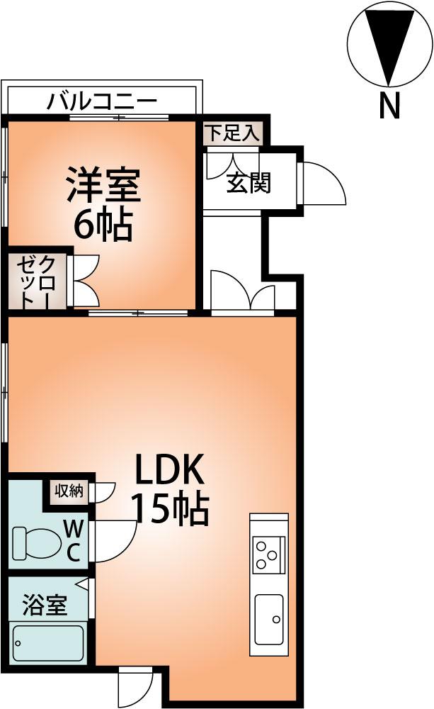 Floor plan. 1LDK, Price 5.8 million yen, Occupied area 40.04 sq m