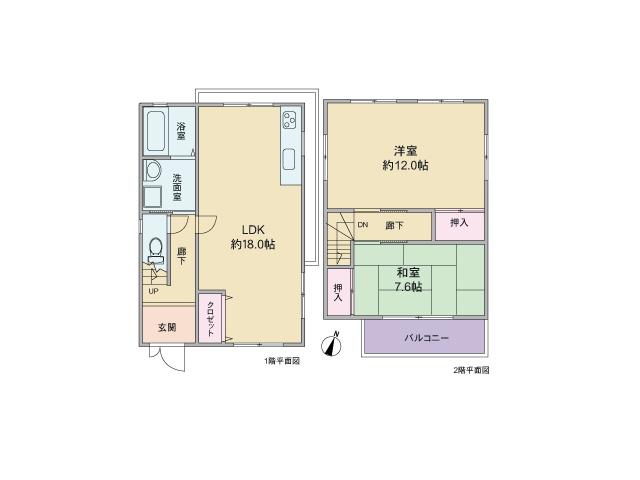 Floor plan. 25,800,000 yen, 2LDK, Land area 109.1 sq m , Building area 98.61 sq m