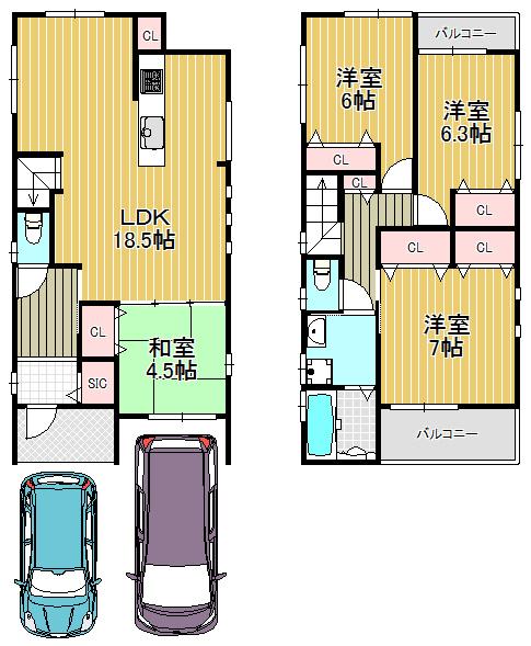 Floor plan. 34,800,000 yen, 4LDK, Land area 102.14 sq m , Building area 97.94 sq m
