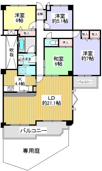Floor plan. 4LDK, Price 22,800,000 yen, The area occupied 114.3 sq m , Balcony area 17.22 sq m