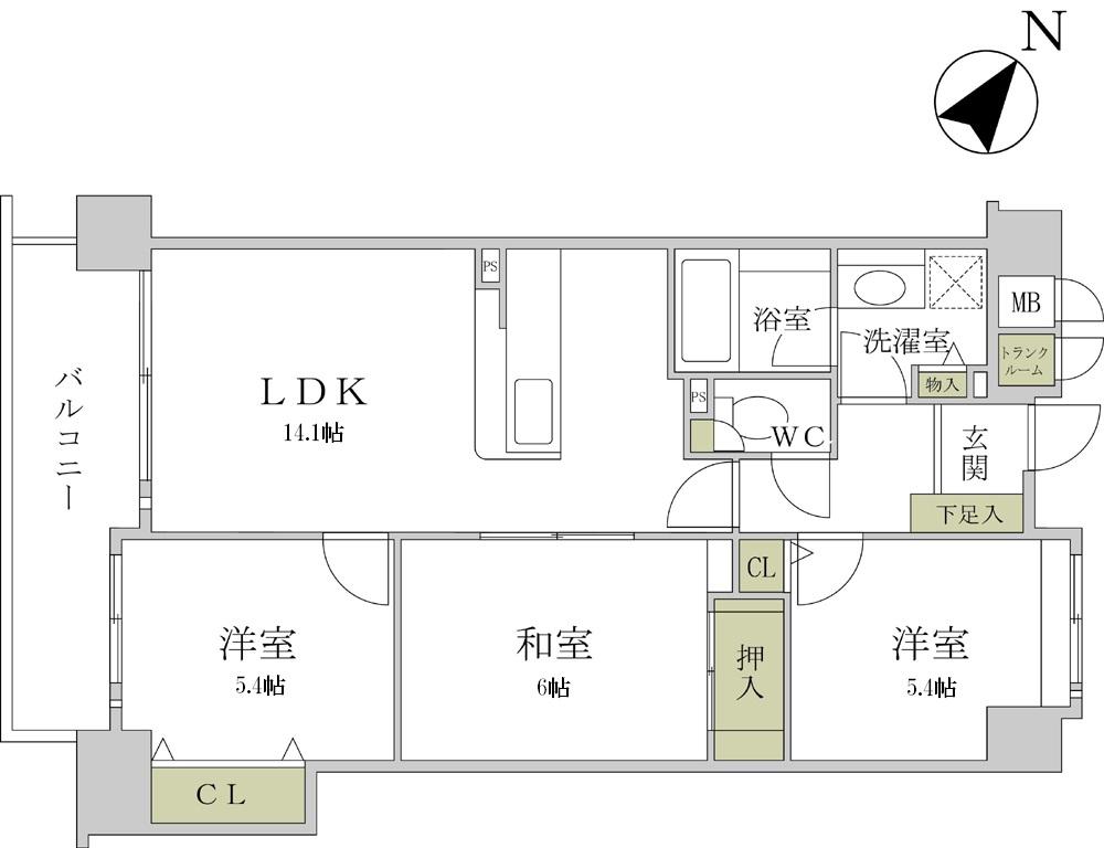Floor plan. 3LDK, Price 23.8 million yen, Occupied area 64.11 sq m , Balcony area 7.77 sq m