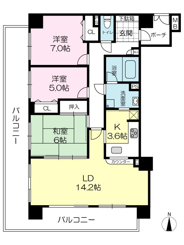 Floor plan. 3LDK, Price 21 million yen, Footprint 81.5 sq m , Balcony area 29.16 sq m