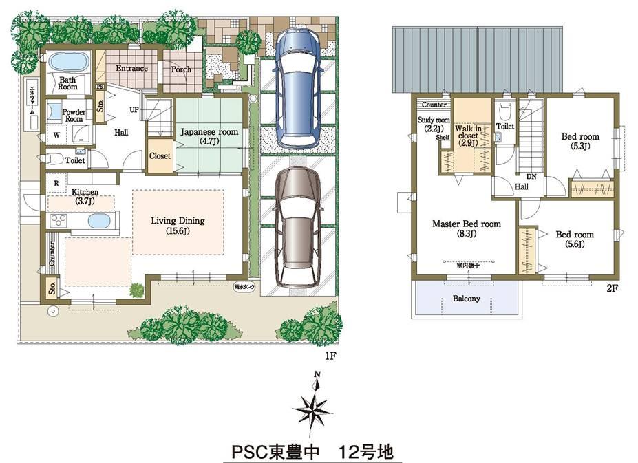 Floor plan. (No. 12 locations), Price 65,900,000 yen, 4LDK+S, Land area 142.07 sq m , Building area 110.41 sq m