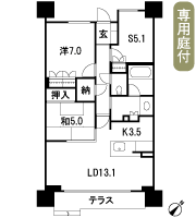 Floor: 2LDK + S + N, the occupied area: 75.98 sq m, Price: 36,980,000 yen