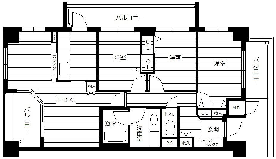 Floor plan. 3LDK, Price 22,900,000 yen, Occupied area 70.72 sq m , Balcony area 18.99 sq m all rooms daylight, View ・ Day is also a good corner room