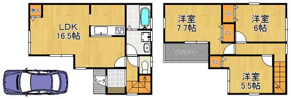 Floor plan. 27.5 million yen, 3LDK, Land area 82.08 sq m , Building area 81.4 sq m