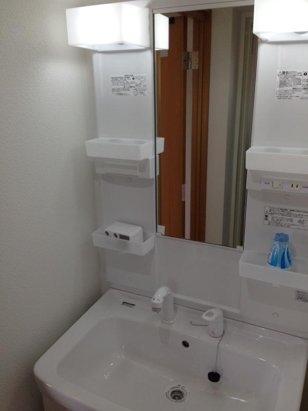 Wash basin, toilet. Vanity had made