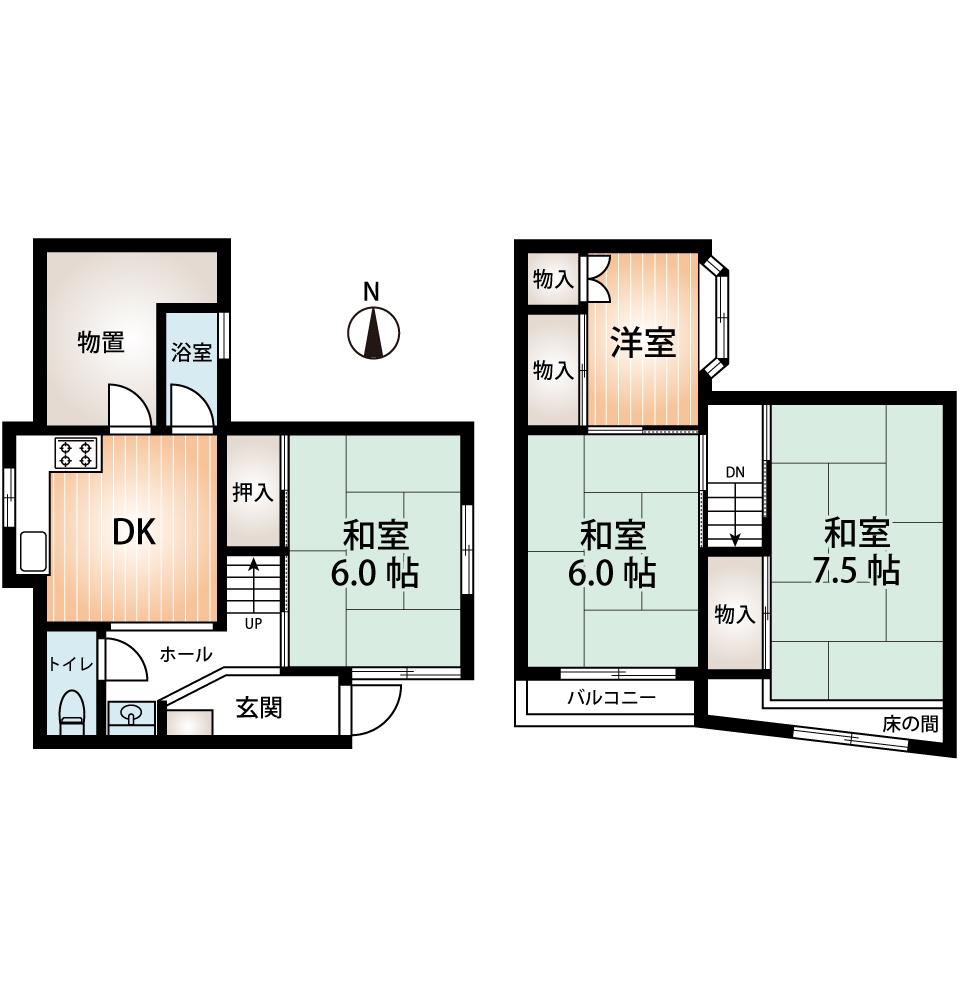 Floor plan. 15 million yen, 4DK, Land area 50.26 sq m , Building area 49.94 sq m