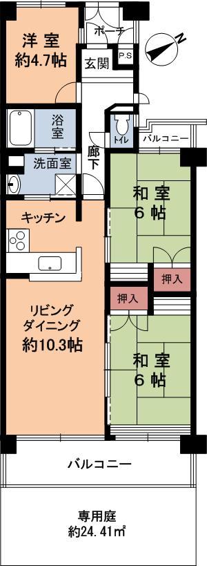 Floor plan. 3LDK, Price 17.5 million yen, Occupied area 71.93 sq m , Balcony area 8.59 sq m