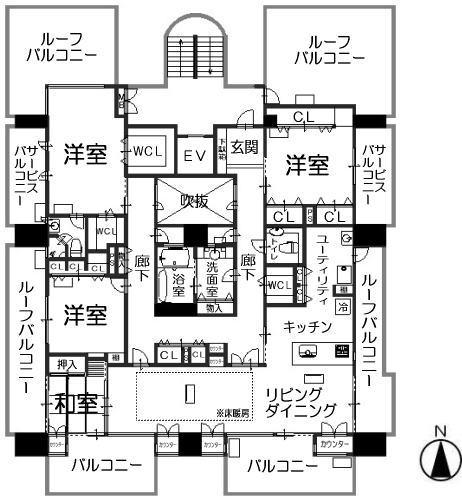 Floor plan. 4LDK, Price 58 million yen, The area occupied 192.8 sq m , Balcony area 18.17 sq m