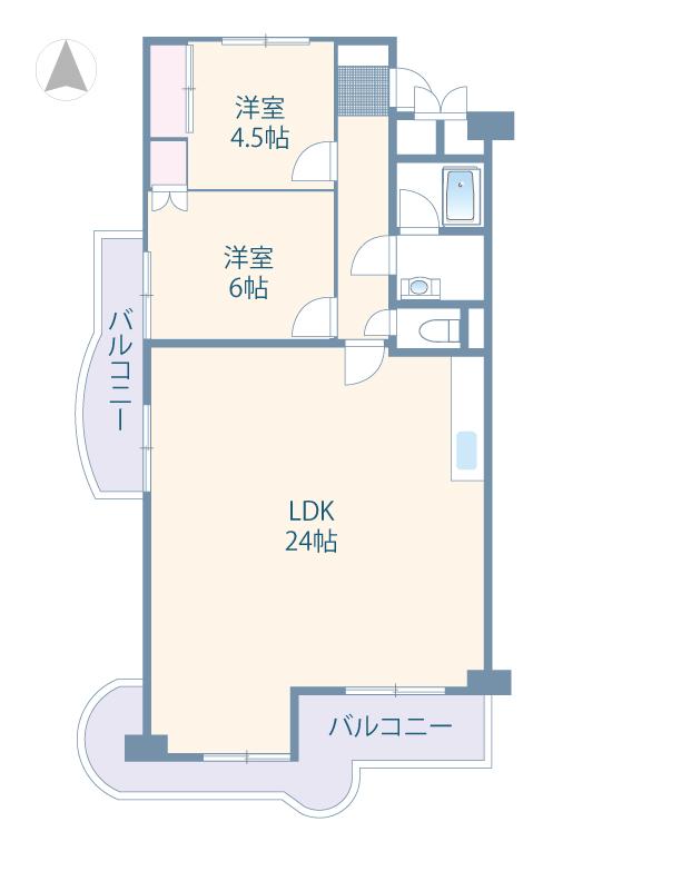Floor plan. 2LDK, Price 27.5 million yen, Occupied area 72.94 sq m , Balcony area 13.37 sq m