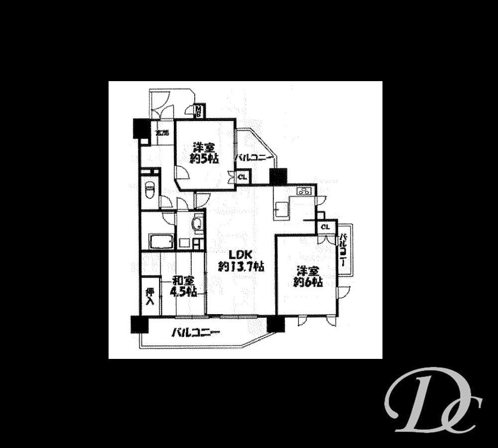 Floor plan. 3LDK, Price 26,800,000 yen, Occupied area 64.31 sq m , Balcony area 16.12 sq m