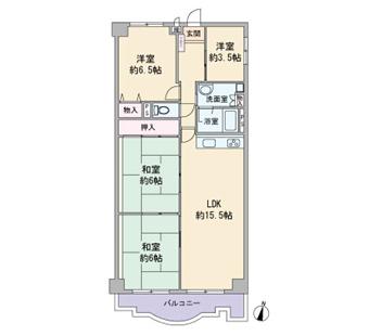 Floor plan. 4LDK, Price 12.8 million yen, Footprint 84.5 sq m , Balcony area 9.74 sq m