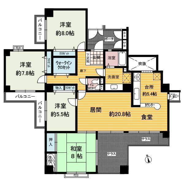 Floor plan. 4LDK, Price 26,900,000 yen, Footprint 112.17 sq m , Balcony area 9.3 sq m