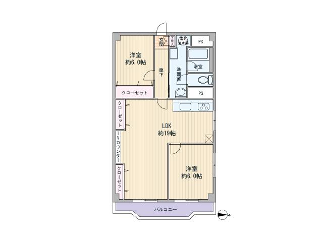 Floor plan. 2LDK, Price 16.8 million yen, Occupied area 78.02 sq m , Balcony area 8.9 sq m