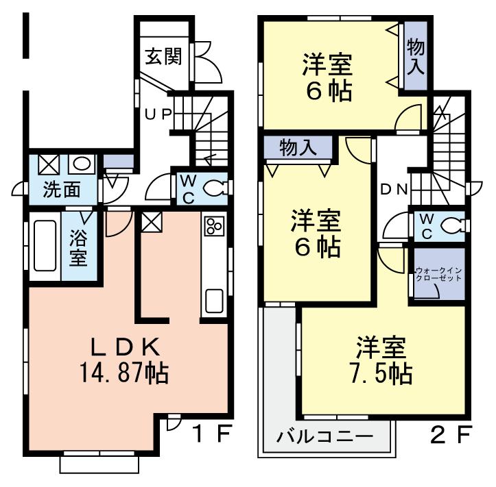 Floor plan. 34,800,000 yen, 3LDK, Land area 90 sq m , Building area 92.74 sq m