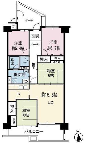 Floor plan. 4LDK, Price 17.8 million yen, Occupied area 90.53 sq m , Balcony area 12.58 sq m