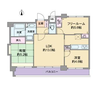 Floor plan. 2LDK + S (storeroom), Price 19,800,000 yen, Occupied area 60.14 sq m , Balcony area 10.09 sq m