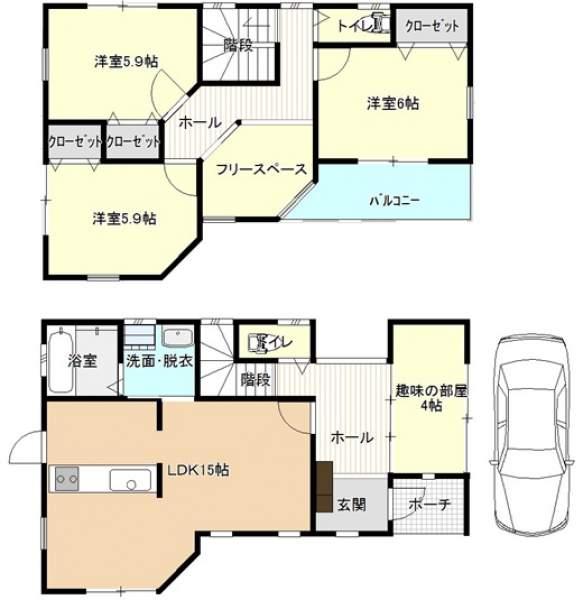 Floor plan. 34,800,000 yen, 3LDK+S, Land area 94.48 sq m , Building area 99.57 sq m