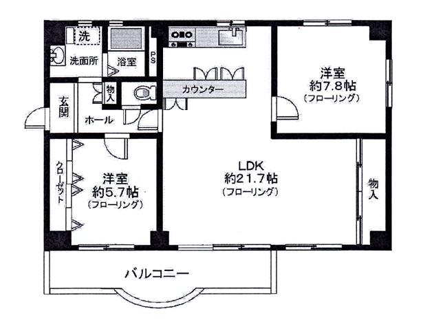 Floor plan. 2LDK, Price 16.5 million yen, Occupied area 78.16 sq m , Balcony area 11.03 sq m