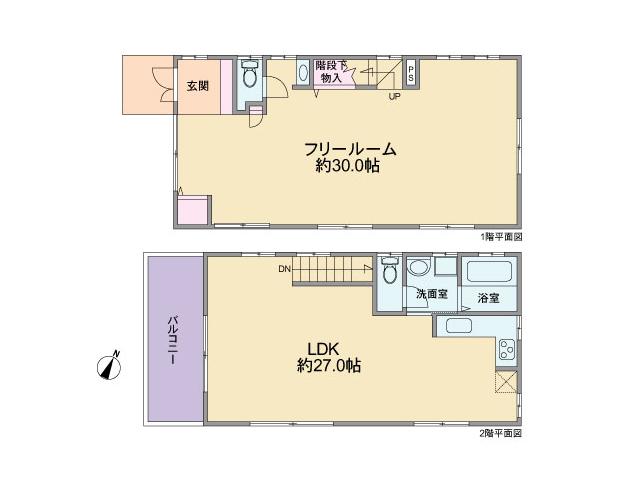 Floor plan. 55,800,000 yen, 2LDK, Land area 131.63 sq m , Building area 116.18 sq m